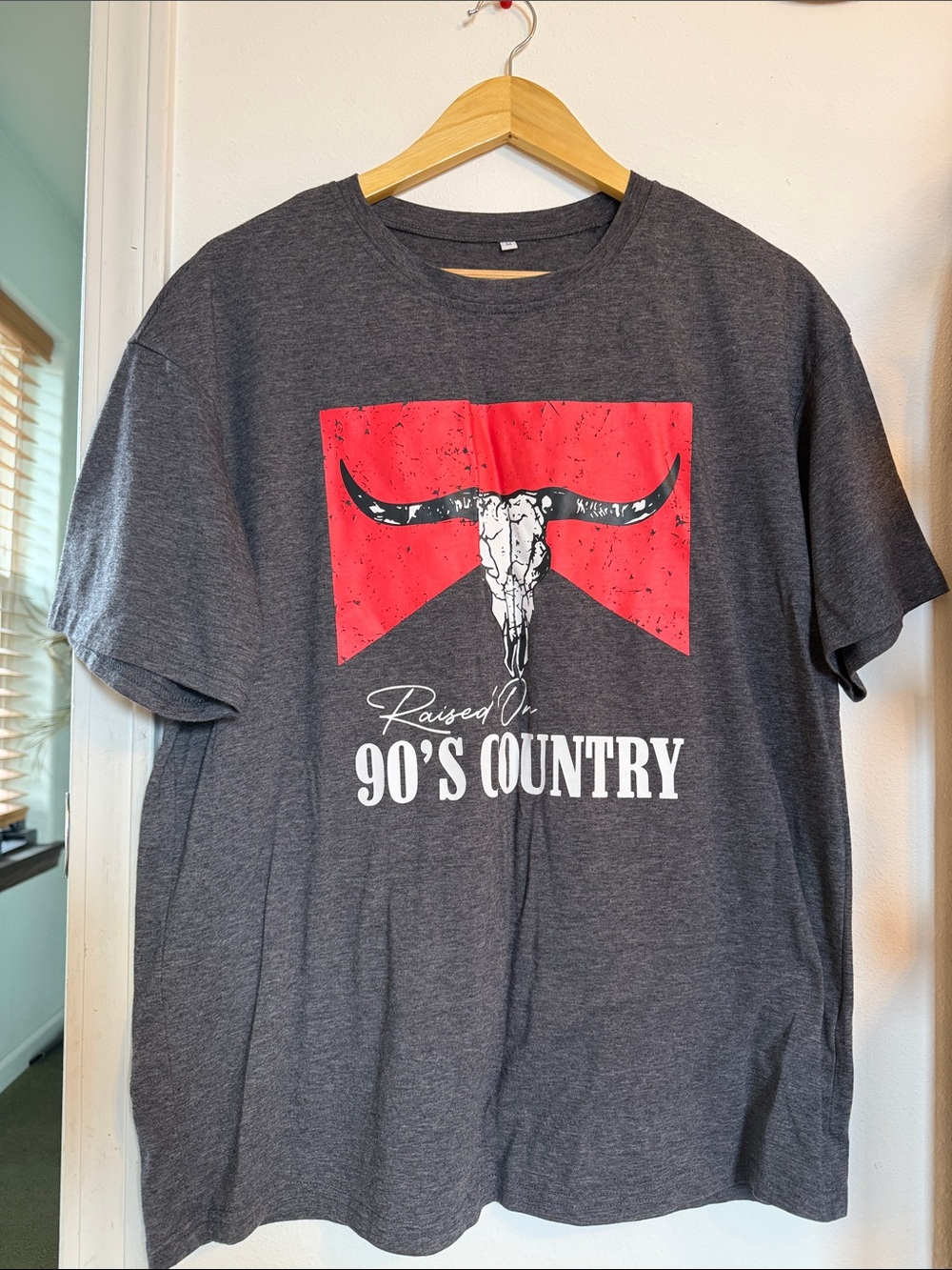 90's Country Graphic Tee - Charcoal with Red Accent